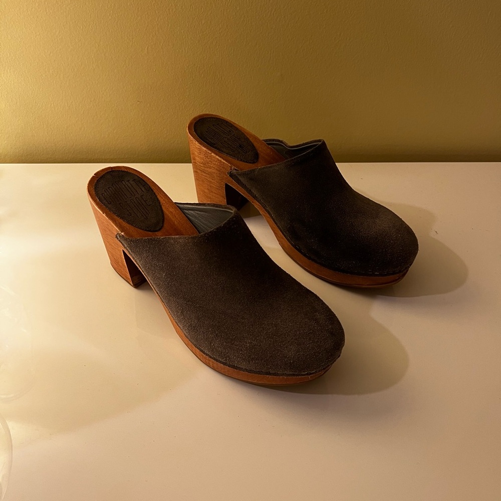 Charlotte Stone Taupe Suede Women's Clogs